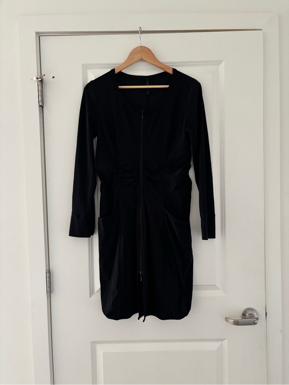 Porto San Francisco Zip Front Stretchy Ruched Jersey Dress Lagenlook Small